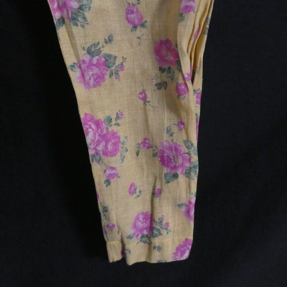 Unbranded | 10.5 inch waist measured | Floral Mustard Pants With Pink Flowers - Picture 9 of 16